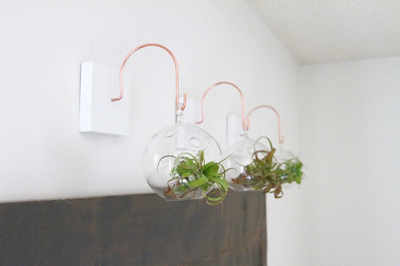Wood And Copper Wall Mount Hanger Unique Decor Handmade