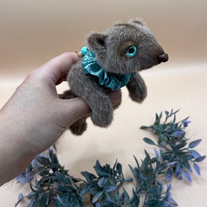 Blue one of a kind artist bear fantasy creature slombat image 1