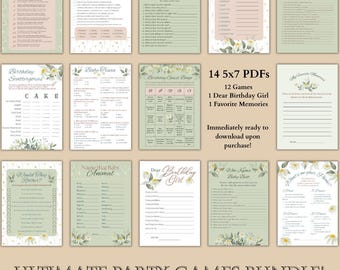 Wildflower Birthday Party Games: Trivia, Bingo, Scattergories (Downloadable PDF)