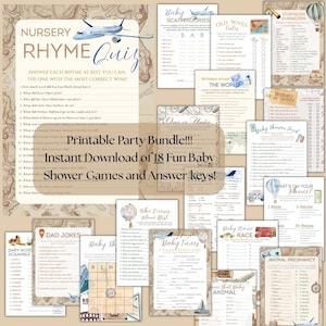 Flugzeug Reise Themen Baby Shower Game Bundle PDF zum Herunterladen, für Ihr größtes Abenteuer aller Zeiten
