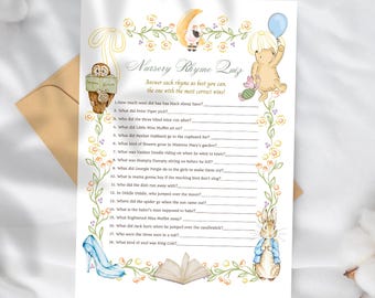 Storybook Nursery Rhyme Quiz: Fairytale Baby Shower Game (Downloadable PDF)