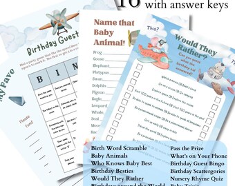 Airplane Birthday Party Games: Trivia, Bingo, Scattergories (Downloadable PDF)