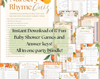 Little Cutie Baby Shower Game Bundle: Clementine & Orange Theme (Printable PDF)
