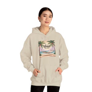 Tropical Island Hoodie – Beach Lover Sweatshirt – Coastal Vacation Pullover – Summer Nights Hoodie – Unisex Travel Sweater