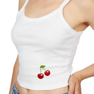 Chic Cherry Spaghetti Strap Tank Top for Women, Summer Beachwear, Casual Outfit, Cute Gift, Festival Attire
