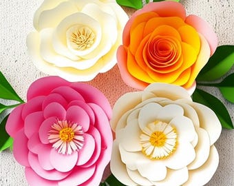 Giant Paper Flower SVG Templates: 20 Rose & Floral Patterns (Digital Download