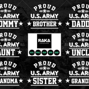 Stolze US Armee Mom Dad Bruder Schwester Tante Onkel Familie SVG-Design, Vaterländischen Militärsoldaten Cut File für Cricut