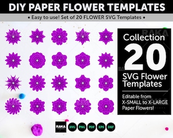 Giant Paper Flower SVG Templates – 20 Rose Designs (PDF & SVG)