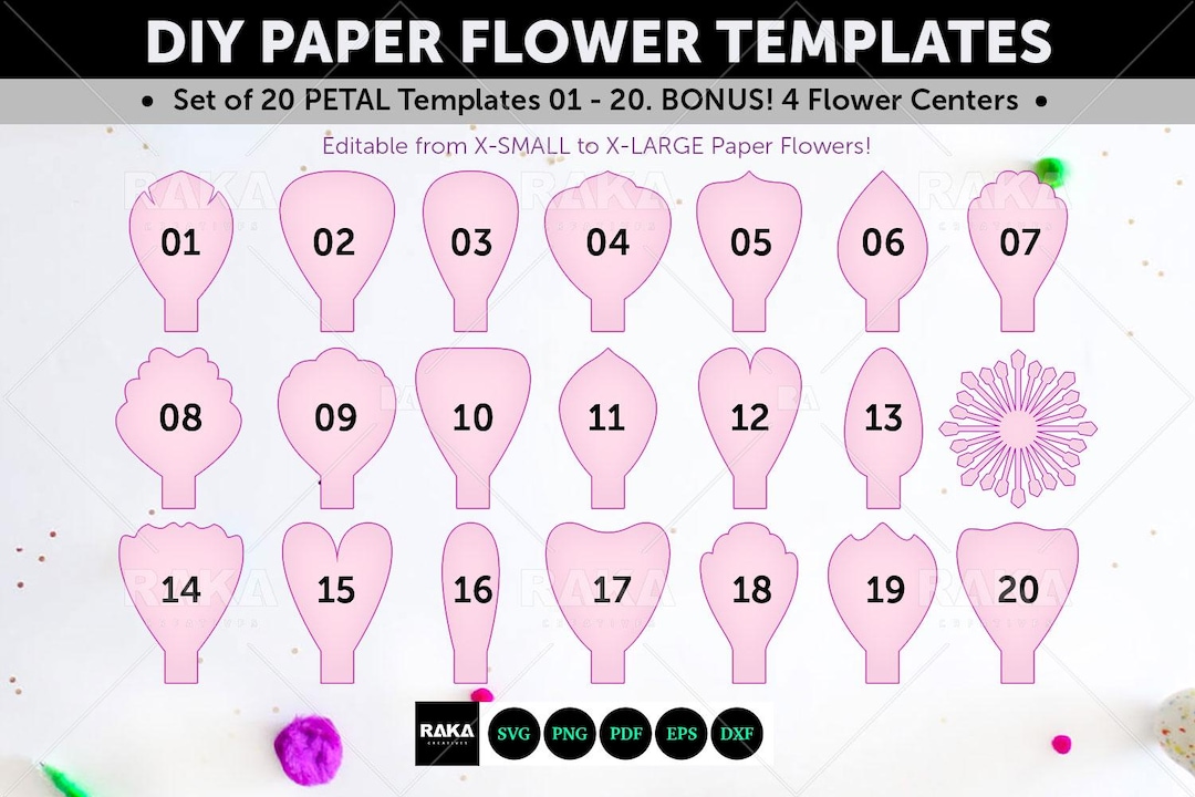 Giant Paper Flower Template SVG & PDF: DIY Rose Petal Pattern - Etsy