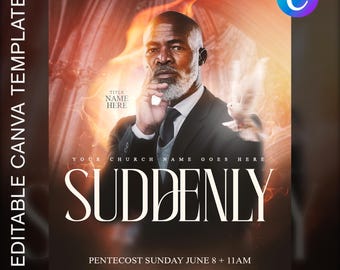 Pentecost Sunday Church Flyer Template: Holy Spirit Revival (Canva Editable)
