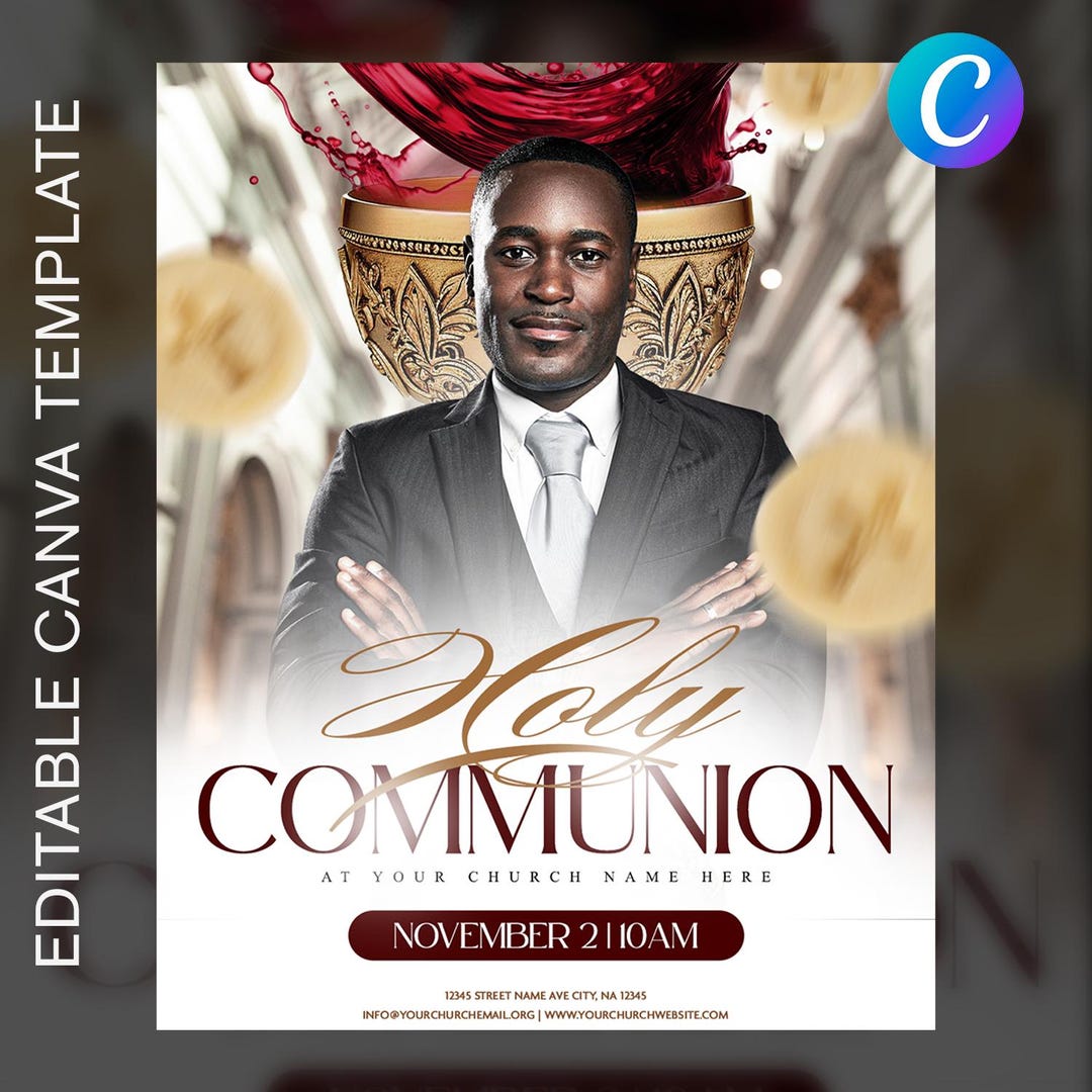 Communion Sunday Flyer Template: Editable Canva Church Design - Etsy