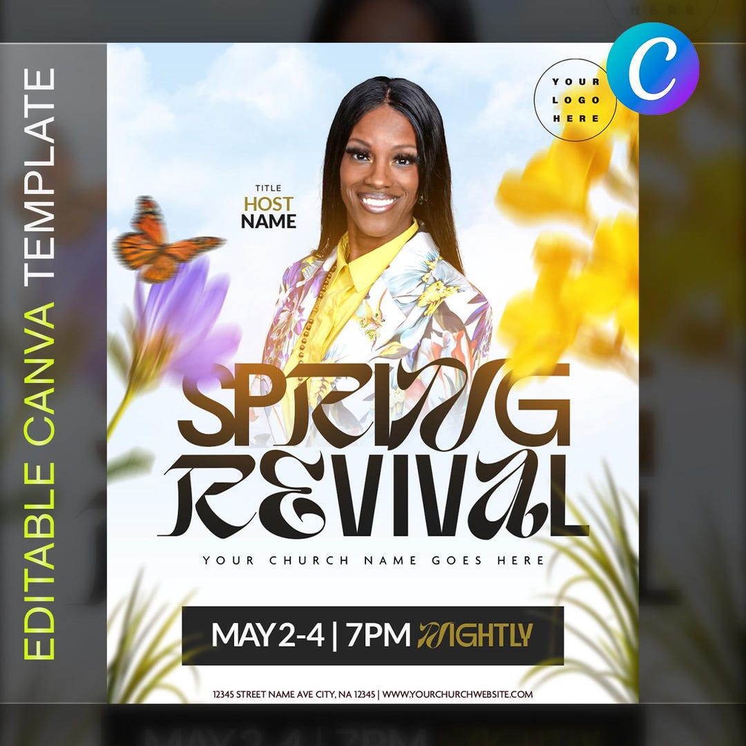 Spring Revival Church Flyer: Editable Canva Template - Etsy Canada