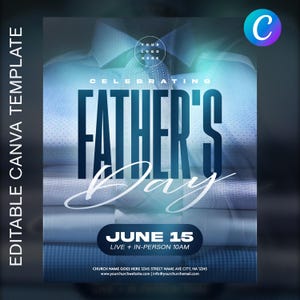Modello di volantino per la festa del papà / Canva e Photoshop modificabili / Design per eventi in chiesa / Grafica per social media per celebrazioni cristiane