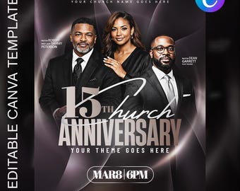 Church Anniversary Service Flyer | Editable Canva Template