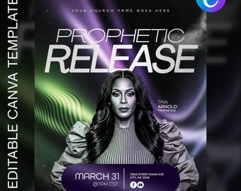 Prophetic Release Church Flyer | Editable Canva Template | Impartation Service