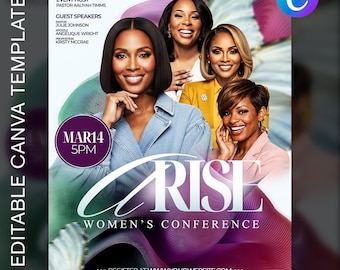 Arise Women’s Konferenz Flyer | Bearbeitbare Canva Vorlage | Frauentreffen