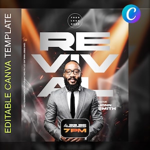 Church Revival Flyer Template | Editable Canva Design | Worship Event, Church Event Flyer | Digital Download