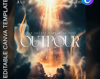 Pentecost Sunday Church Flyer Template: Outpour Revival Design (Canva)