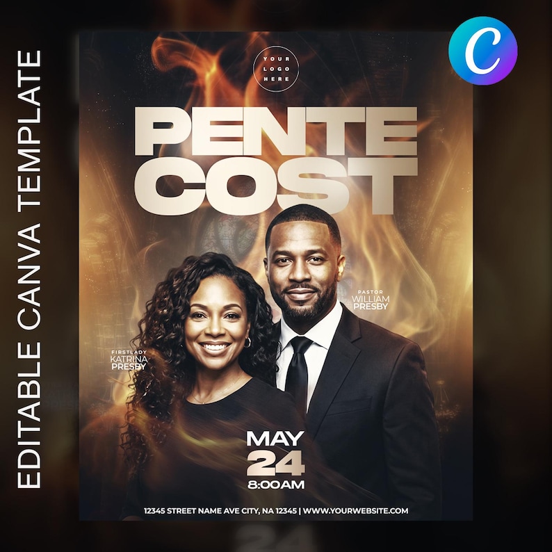 Pentecost Sunday Flyer | Editable Canva Template | Holy Spirit Church ...