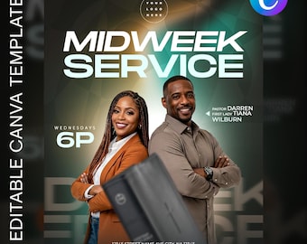 Midweek Service Flyer | Bible Study| Canv Template