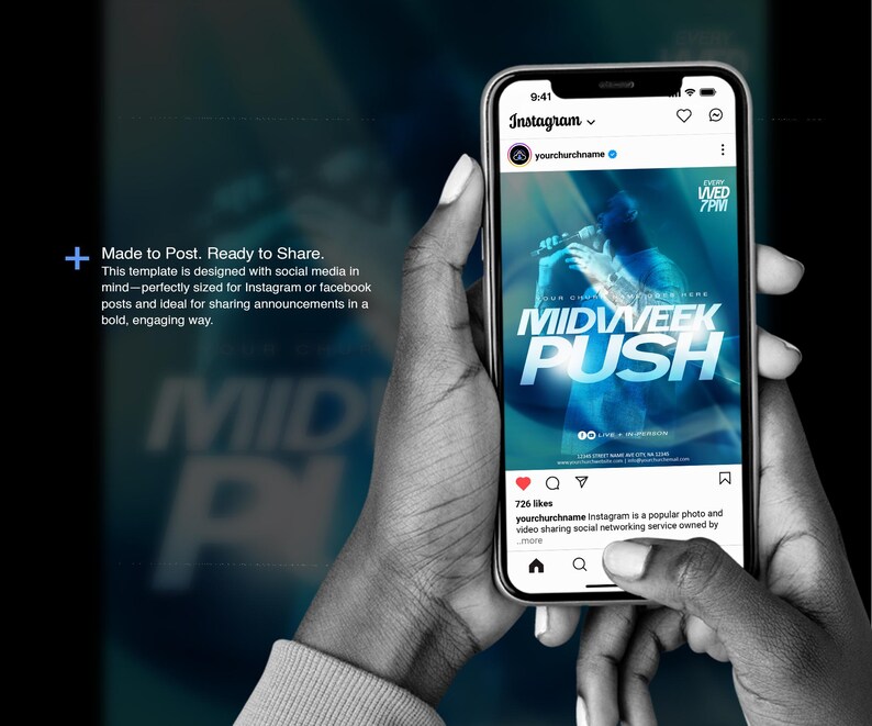 Midweek Push Church Flyer Template | Editable Canva| Bible Study or ...