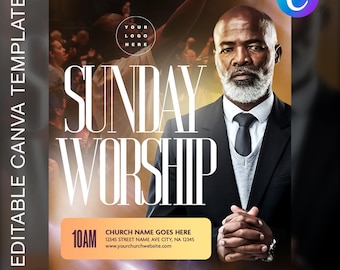 Sunday Worship Flyer Template: Editable Church Service Design (Canva)