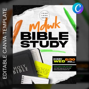 Kerkfolder voor bijbelstudie | Canvassjabloon | Christelijke flyer | Midweekservice | Ministerieontwerp
