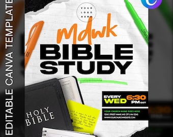 Church Flyer for Bible Study | Canva Template | Christian Flyer | Midweek Service | Ministry Design