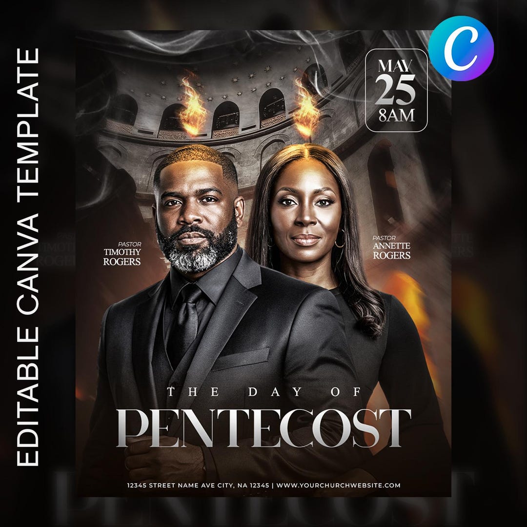 The Day of Pentecost Church Flyer | Editable Canva Template | Holy ...