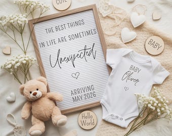 Unexpected Pregnancy Announcement | Teddy Bear & Ultrasound Digital Baby Reveal | Editable Gender Neutral Template for Social Media 2026