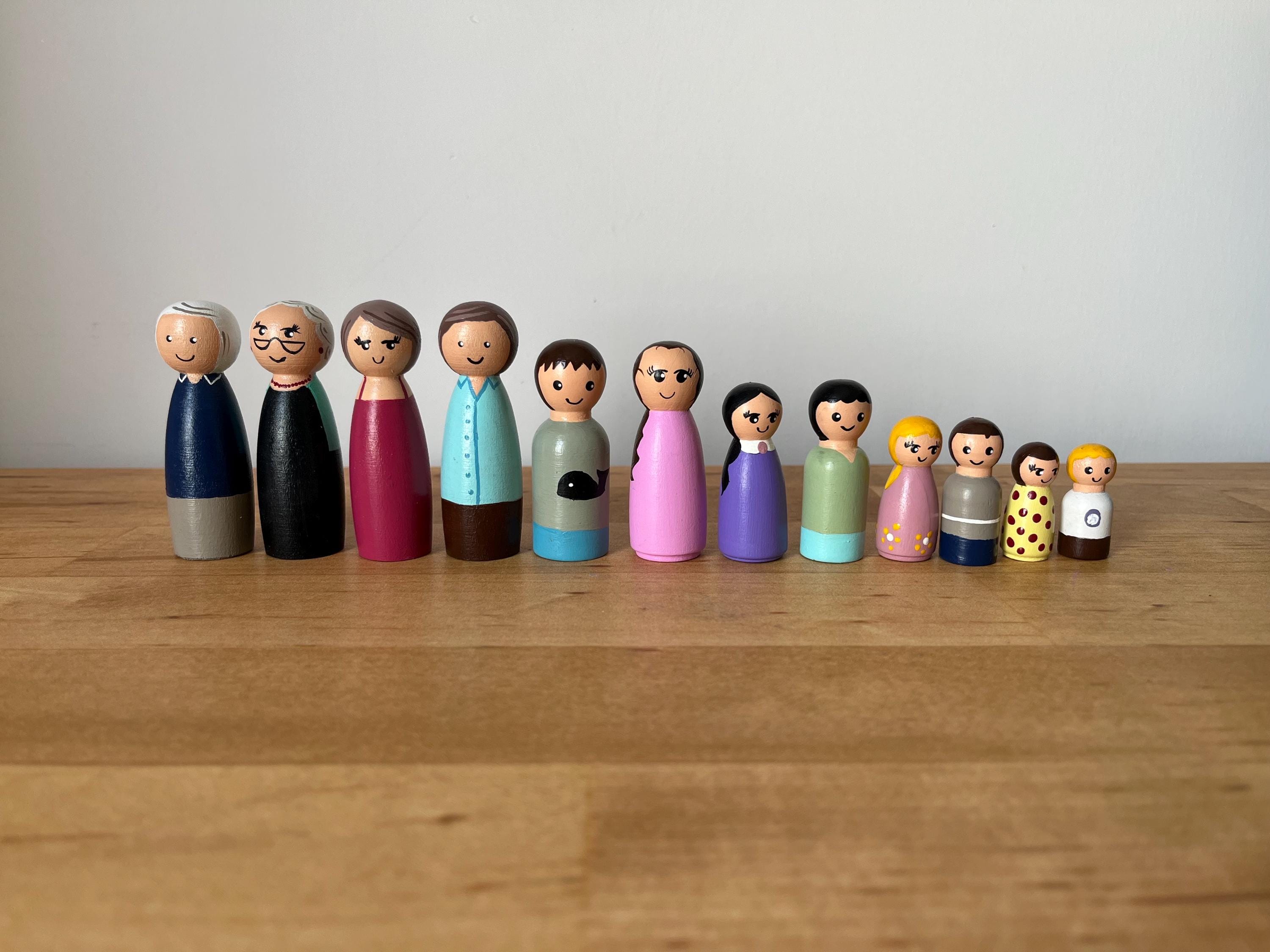 Multicultural Peg Dolls Large Diversity Peg Doll Tall Peg