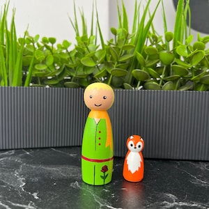 Little Prince Peg Doll Set | Handmade Wooden Figurines | Nursery Gifts