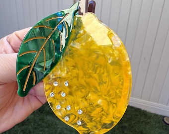 Lemon with Rhinestones Claw Clip
