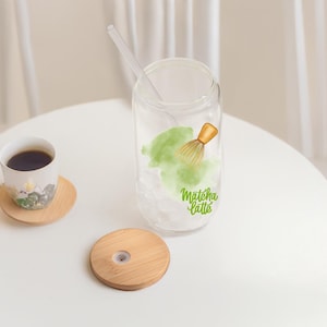 Matcha Glass Tumbler: Custom 16oz Iced Coffee Cup