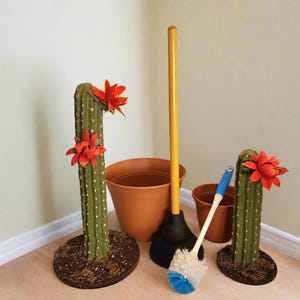 Toilet Plunger and Brush Holder Cactus Container Decorative Covers Southwest Succulent Decor Bathroom Bowl Scrubber POTTY PLANTS