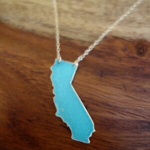 I Left my Heart in California Patina Necklace, turquoise,unique state jewelry,custom,bridesmaids,something blue,gift idea,christmas present image 3