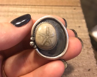 Kai-Fossilized Sand Dollar Statement Ring