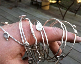 Set of 3 Unique Silver Bangles