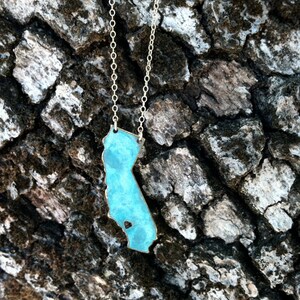 I Left my Heart in California Patina Necklace, turquoise,unique state jewelry,custom,bridesmaids,something blue,gift idea,christmas present image 5