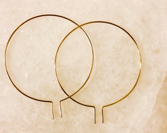 Stark large open threader hoops-modern minimalist earrings