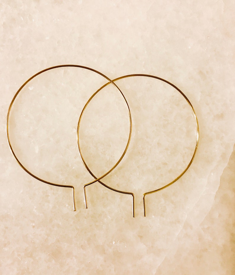 Stark large open threader hoops-modern minimalist earrings image 1