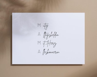 Digital postcard 2 in 1 &quot;MAMA&quot; - Mother&#39;s Day - Birthday - ready-made text & blank for self-labeling