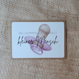 Postkarte "Willkommen auf der Welt kleiner Mensch" - 10x15 - Personalisierbar und in verschiedenen Farben erhältlich