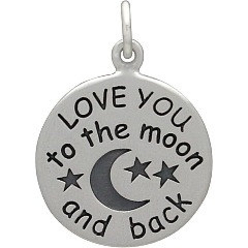 Silver Love You to the Moon and Back with Moon and Stars Charm