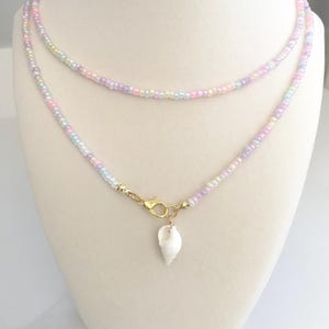 Pink Sand beachy choker necklace or layered bracelet with seashell charm