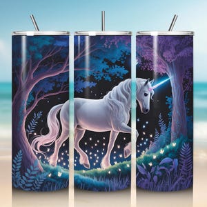 Eenhoornbeker PNG: betoverd bos 20oz sublimatieontwerp (digitale download)