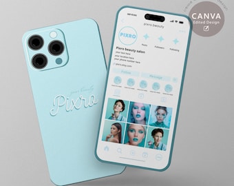 Plantilla de tarjeta de presentación azul para Instagram: Diseño vertical editable (Canva)