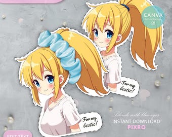 Etiqueta para sujetar el cabello de anime: regalo para el cabello (descarga instantánea)