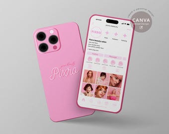 Plantilla de tarjeta de presentación rosa para Instagram: Diseño editable en Canva (descarga digital)