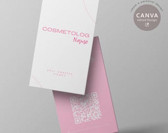 Plantilla de tarjeta de presentación vertical minimalista: Diseño editable en Canva (descarga digital)